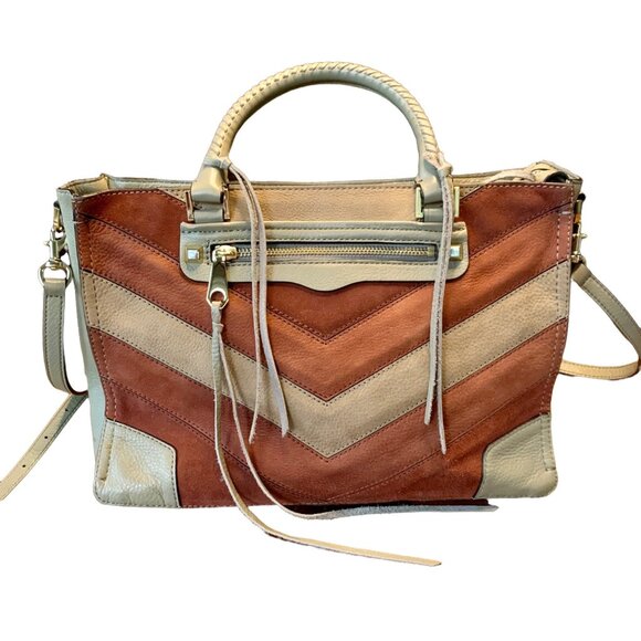 Rebecca Minkoff Handbags - REBECCA MINKOFF Colorblock Chevron Satchel Big Regan Handbag Leather Purse Bag